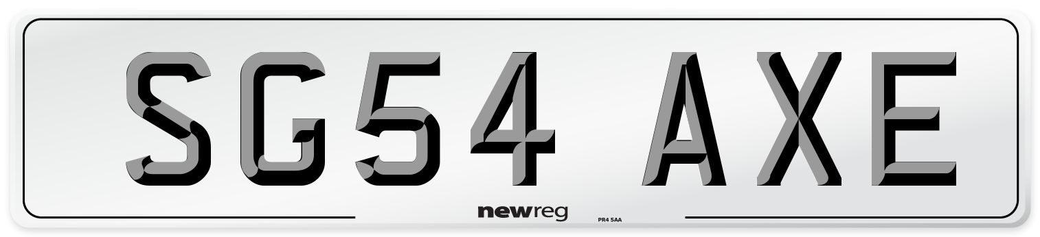 SG54 AXE Number Plate from New Reg